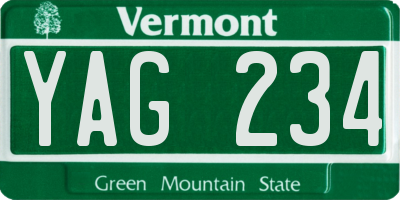 VT license plate YAG234
