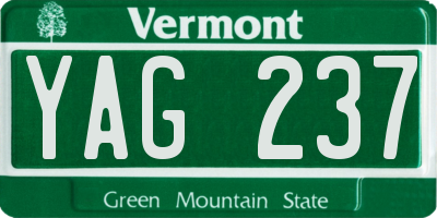 VT license plate YAG237