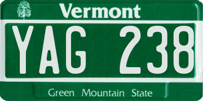 VT license plate YAG238