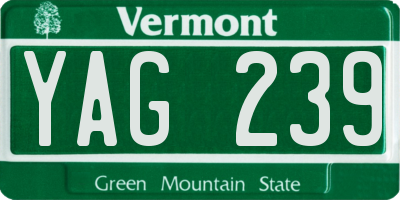 VT license plate YAG239