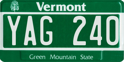 VT license plate YAG240