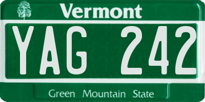 VT license plate YAG242