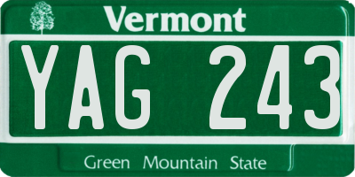 VT license plate YAG243
