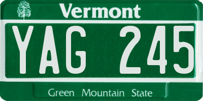 VT license plate YAG245