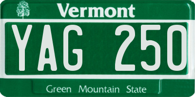 VT license plate YAG250