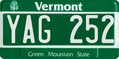 VT license plate YAG252