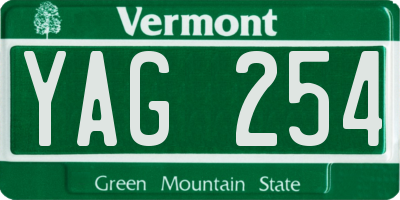 VT license plate YAG254