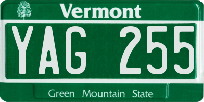 VT license plate YAG255