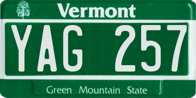 VT license plate YAG257