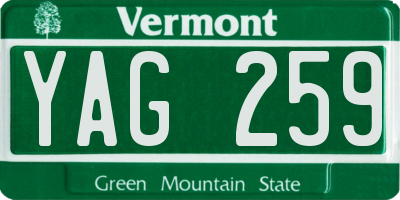 VT license plate YAG259