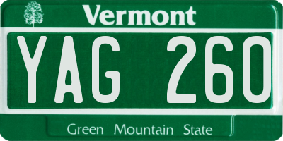 VT license plate YAG260
