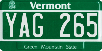VT license plate YAG265