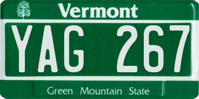 VT license plate YAG267