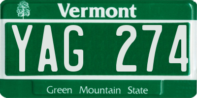 VT license plate YAG274