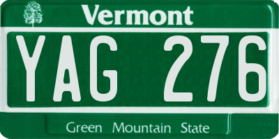 VT license plate YAG276