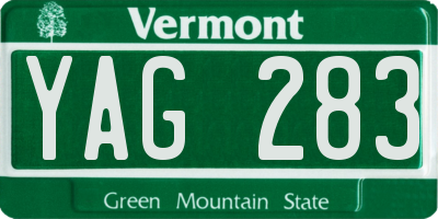 VT license plate YAG283