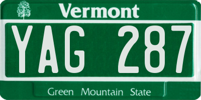 VT license plate YAG287