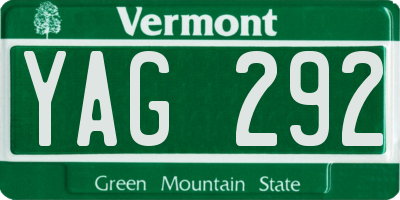 VT license plate YAG292