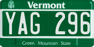 VT license plate YAG296