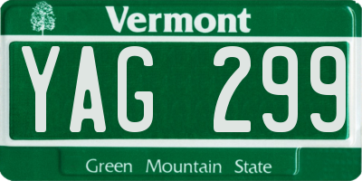 VT license plate YAG299