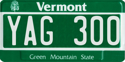 VT license plate YAG300