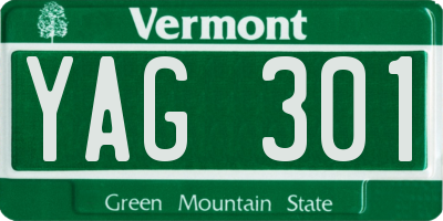 VT license plate YAG301