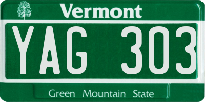 VT license plate YAG303