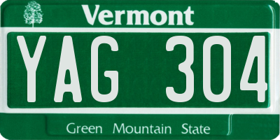 VT license plate YAG304