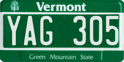 VT license plate YAG305