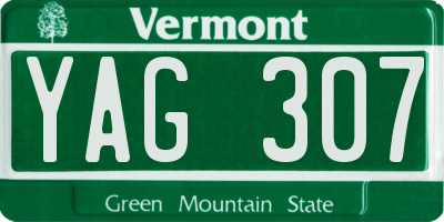 VT license plate YAG307