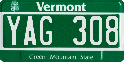 VT license plate YAG308