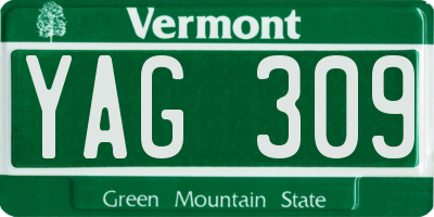 VT license plate YAG309