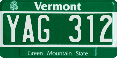 VT license plate YAG312