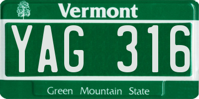 VT license plate YAG316