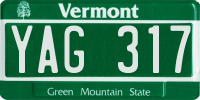 VT license plate YAG317