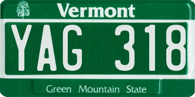 VT license plate YAG318
