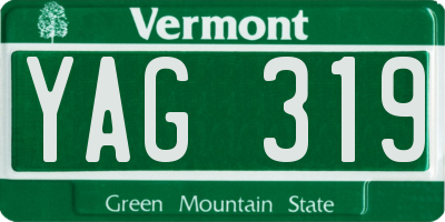 VT license plate YAG319