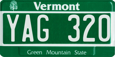 VT license plate YAG320