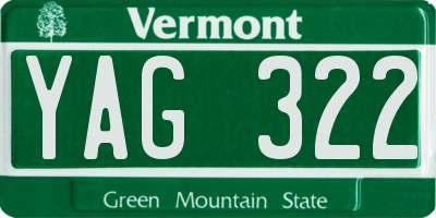 VT license plate YAG322