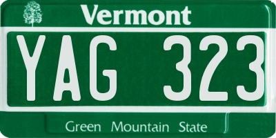 VT license plate YAG323