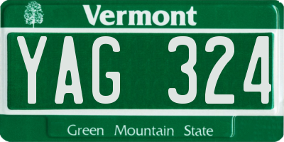 VT license plate YAG324