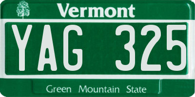 VT license plate YAG325