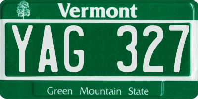 VT license plate YAG327