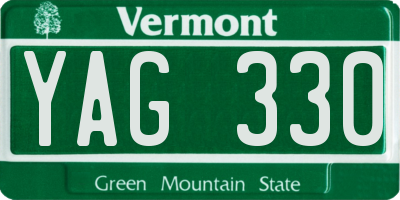 VT license plate YAG330