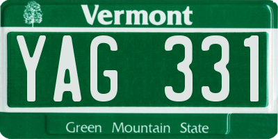 VT license plate YAG331