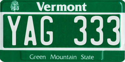 VT license plate YAG333