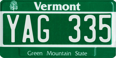 VT license plate YAG335