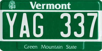 VT license plate YAG337