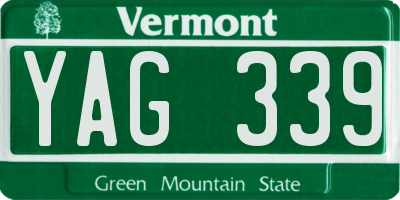 VT license plate YAG339