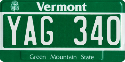 VT license plate YAG340